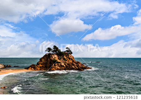 Sunset in Cala Cap Roig of Playa de Aro on the Costa brava of Girona 121235618