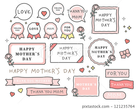 Mother's Day illustration frame ribbon set Mother's Day illustration frame ribbon set 121235764