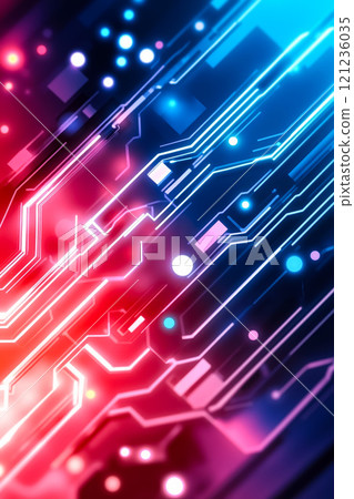 A close up of a circuit board with lights on it 121236035