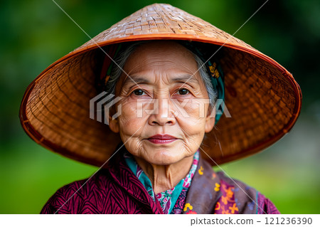 An old woman wearing a hat An old woman wearing a hat 121236390
