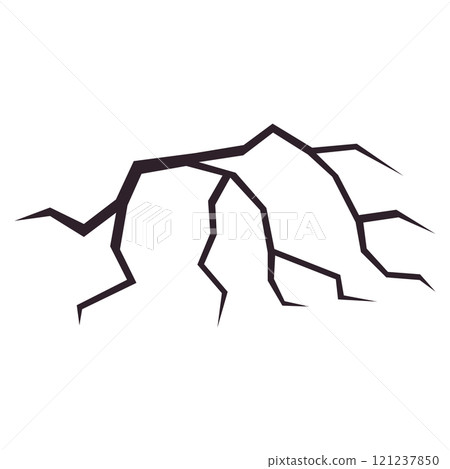 Broken wall or other surface with a crack. Textured damage. Breaks from earthquake. 121237850