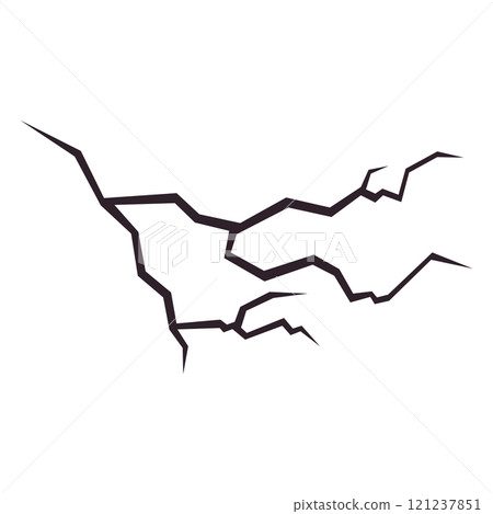 Broken wall or other surface with a crack. Textured damage. Breaks from earthquake. 121237851
