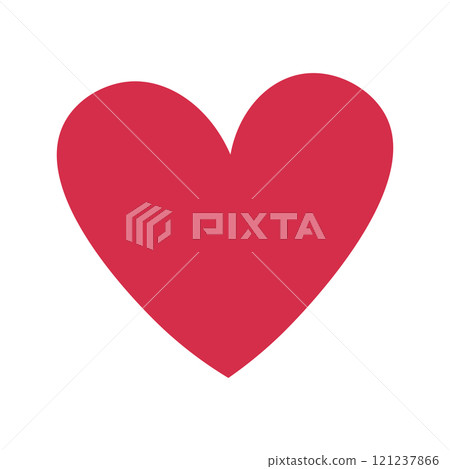 Cute cartoon red heart shape in flat style. Happy Valentines day symbol of love. Cute cartoon red heart shape in flat style. Happy Valentines day symbol of love. 121237866