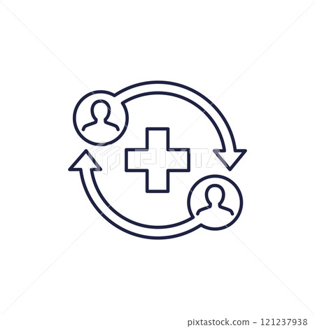 Medical referrals, patients line icon 121237938