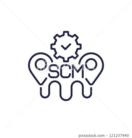 SCM line icon, Supply chain management 121237940