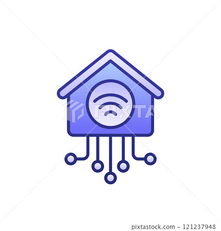 Smart home icon with outline Smart home icon with outline 121237948