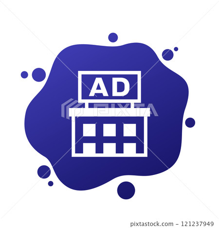 Rooftop advertising icon, banner on a roof vector Rooftop advertising icon, banner on a roof vector 121237949
