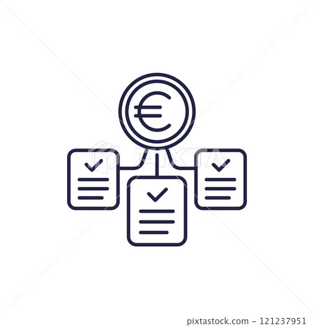 paid bills line icon with euro 121237951