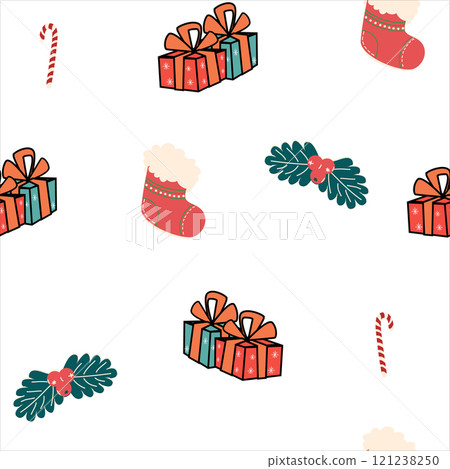 pattern seamless with winter christmas elements on a white background pattern seamless with winter christmas elements on a white background 121238250