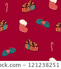 pattern  seamless with winter  elements on a red background  121238251