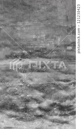 Gray concrete wall showing signs of age and weathering 121238423