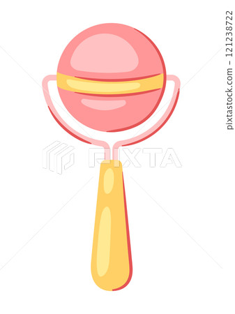 Illustration of baby rattle. New born baby girl Happy Birthday object. Illustration of baby rattle. New born baby girl Happy Birthday object. 121238722