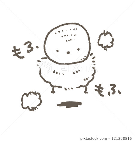 A cute, fluffy, round sparrow with winter fur, deformed line drawing 121238816