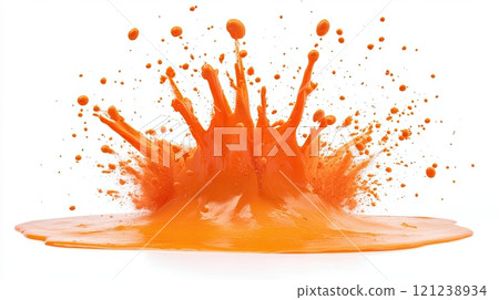 Orange splash holi paint color powder festival explosion burst isolated on white background 121238934