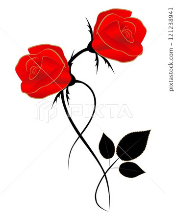 Two red roses, element of design. Two red roses, element of design. 121238941