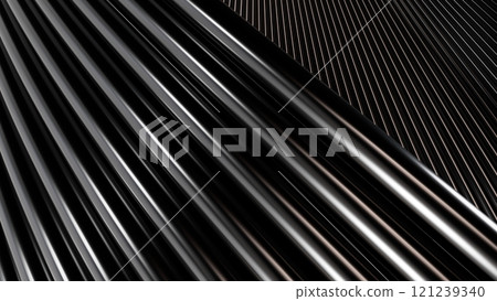 Abstract background with metallic waves, shiny surface in dark tones, modern design for wallpapers, presentations, banners, and graphic design 121239340