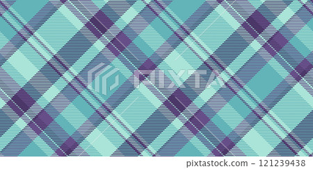 Stroke plaid vector pattern, individuality texture tartan textile. Jacket check seamless fabric background in violet and pastel teal colors. 121239438