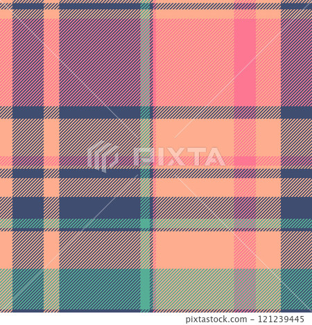 Overlayed tartan texture vector, graph seamless fabric check. France background pattern textile plaid in blue and orange colors. Overlayed tartan texture vector, graph seamless fabric check. France background pattern textile plaid in blue and orange colors. 121239445