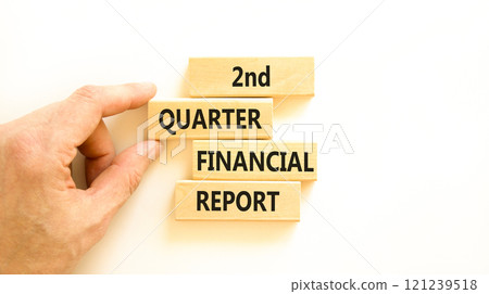 2nd quarter financial report symbol. Concept words 2nd quarter financial report on beautiful wooden blocks. Beautiful white background. Business 2nd quarter financial report concept. Copy space. 2nd quarter financial report symbol. Concept words 2nd quarter financial report on beautiful wooden blocks. Beautiful white background. Business 2nd quarter financial report concept. Copy space. 121239518