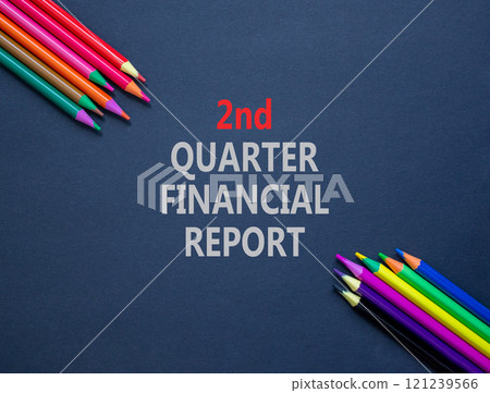 2nd quarter financial report symbol. Concept words 2nd quarter financial report on beautiful black paper. Beautiful black background. Business 2nd quarter financial report concept. Copy space. 2nd quarter financial report symbol. Concept words 2nd quarter financial report on beautiful black paper. Beautiful black background. Business 2nd quarter financial report concept. Copy space. 121239566