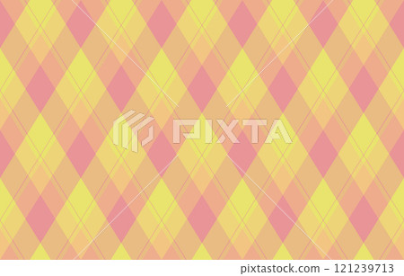Argyle pattern of geometric rhombus. Harlequin check wallpaper design. Classic diamond shaped textile material for web background, print fabric clothing, sweater, wrapping paper, gift card, invitation 121239713
