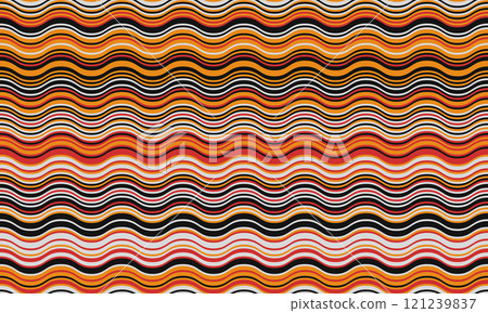 Abstract background with wavy stripes in vibrant colors, creating a rippled, liquid effect. Smooth curves and textured lines add elegance, vitality, and creativity. Ideal for wallpaper or textile. 121239837