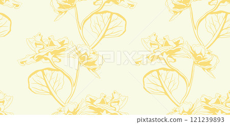 Hand drawn floral pattern vector design. Flower drawing simple ornament. 121239893