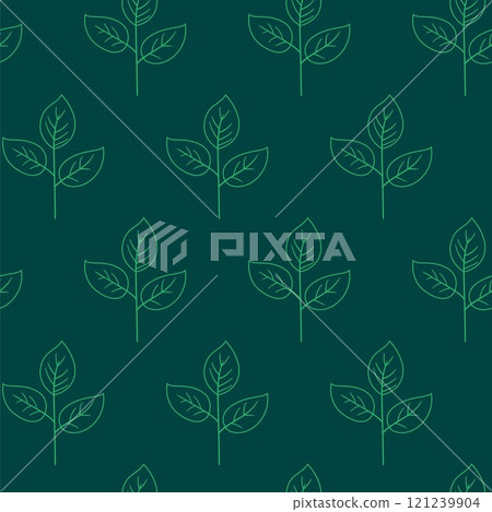 Hand drawn floral pattern vector design. Simple ornament with plant and leaf. Hand drawn floral pattern vector design. Simple ornament with plant and leaf. 121239904