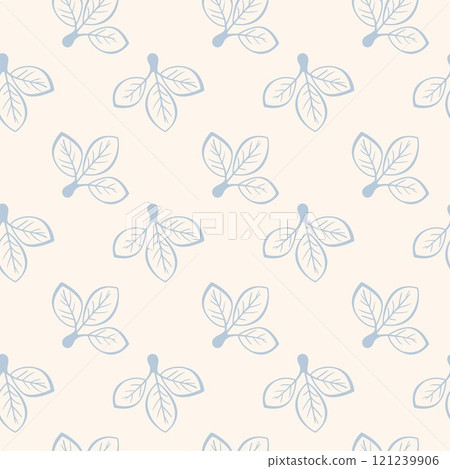 Hand drawn floral pattern vector design. Simple ornament with plant and leaf. Hand drawn floral pattern vector design. Simple ornament with plant and leaf. 121239906