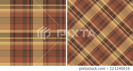 Textile texture tartan of vector fabric check with a background seamless pattern plaid. Set in earth colors. Trendy everyday bags for women. 121240016