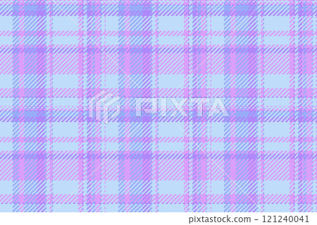 Shabby fabric plaid check, beautiful textile tartan seamless. Flow texture vector background pattern in violet and light colors. 121240041