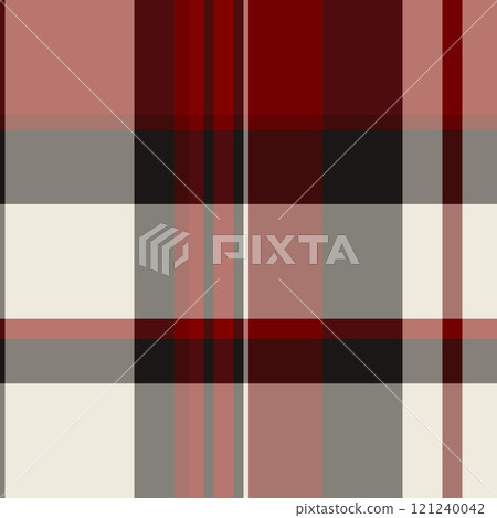 Turkish fabric textile plaid, sewing seamless pattern vector. Chinese new year tartan texture background check in red and grey colors. Turkish fabric textile plaid, sewing seamless pattern vector. Chinese new year tartan texture background check in red and grey colors. 121240042