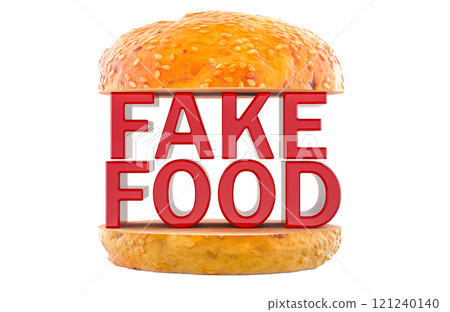 Fake food concept with burger bun. 3D rendering 121240140