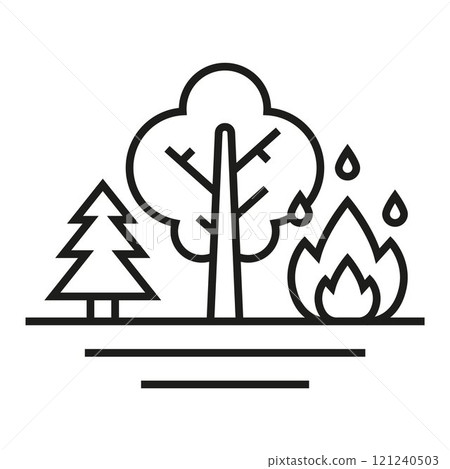 linear icon fire in the forest. linear icon fire in the forest. 121240503