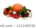 Vegetables and champignons on a white background. 121240536