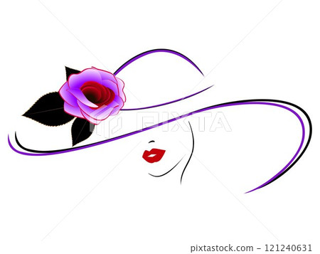 Girl in a hat with a rose. Girl in a hat with a rose. 121240631