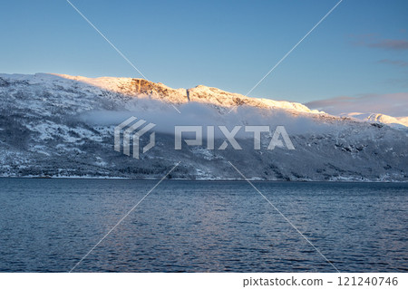 Landscape with fjord and mountains, Norway 121240746