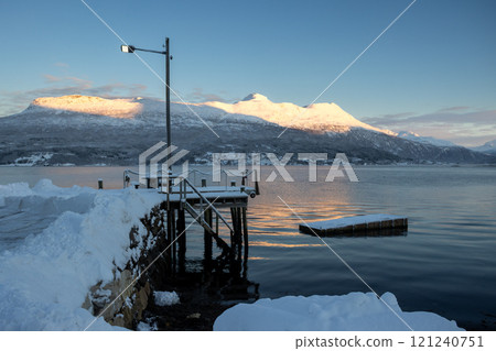 Country with a pier, Foldvik, Norway 121240751