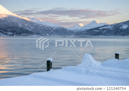 Landscape with fjord and mountains, Norway 121240754