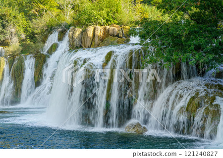 Beautiful Krka river waterfall landscape, Krka National Park in Dalmatia region, Croatia 121240827