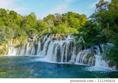 Beautiful Krka river waterfall landscape, Krka National Park in Dalmatia region, Croatia 121240828
