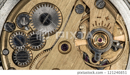 clockwork old mechanical watch, high resolution and detail 121240851