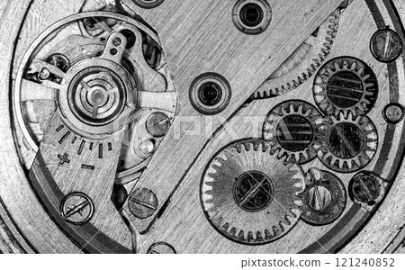 clockwork old mechanical watch, high resolution and detail 121240852