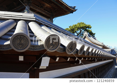 Onigawara (demon tile) on the wall of Fugenji Temple in Nishio City 121240859