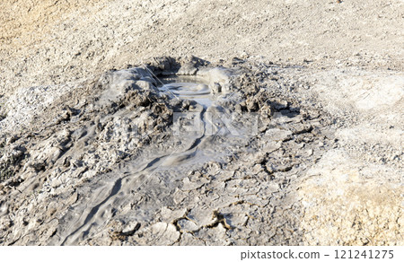 photo of a mud volcano eruption, landscape photography 121241275