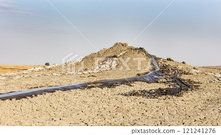 photo of a mud volcano eruption, landscape photography photo of a mud volcano eruption, landscape photography 121241276