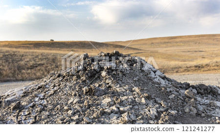photo of a mud volcano eruption, landscape photography photo of a mud volcano eruption, landscape photography 121241277