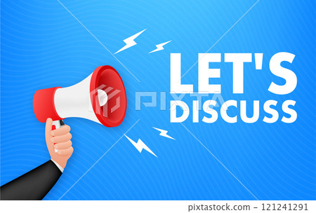 Businessman holding megaphone for discussing important news 121241291