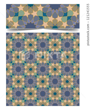 Seamless moroccan pattern background with flowers illustration clip-art 121241555