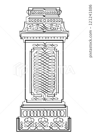 Classic carved architectural pillars line art 121241886